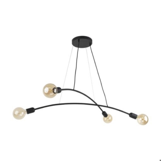 Lampadario per cucina moderna nero 4 luci tubi ad arco